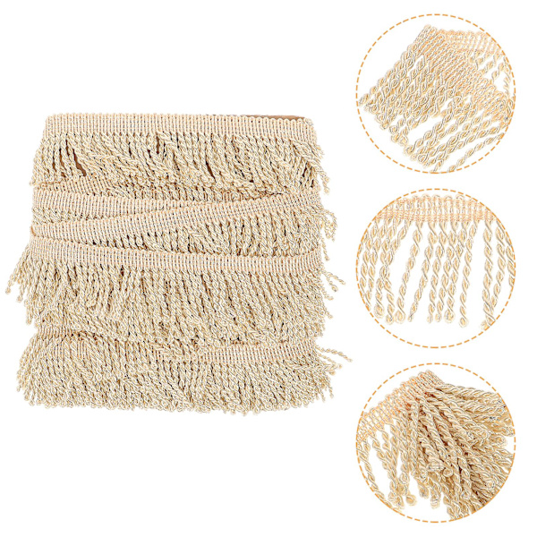 1 rulle fransad trim med tofsar, elegant DIY-symaterial för gardintillverkning, guld