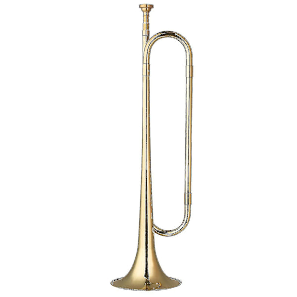 Messing C-Bugle Gullbelagt Trompet Kavalerihorn Med Munnstykke Musikk Instrument For Begynnere Skoleband Militærorkester (18,7 Tommer) Hk