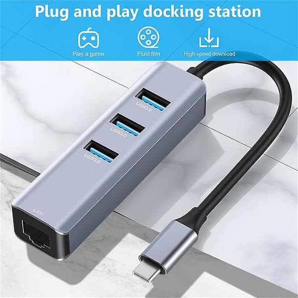 Usb C - Ethernet-sovitin, rj45 - Usb C 3/tyyppi-c gigabitin Ethernet-verkkoadapterille Pro