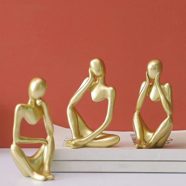 Tenkeren statuen, harpiks tenker abstrakt skulptur statue moderne karakter figurer hjem dekor kontor skrivebord ornament bursdagsgaver gull høyre