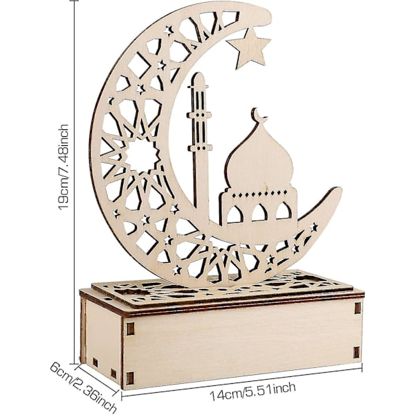 Ramadan LED-trelampe, Ramadan-lykt LED, Ramadan-dekorasjonslys, dekorative halvmånelykter for fester