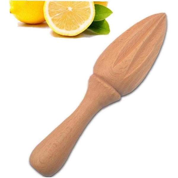 Træ citronpresser håndpresse manuel juicer frugt appelsin citrus juice ekstraktor reamers ti-hjørnet design (1 stk, gul) -z
