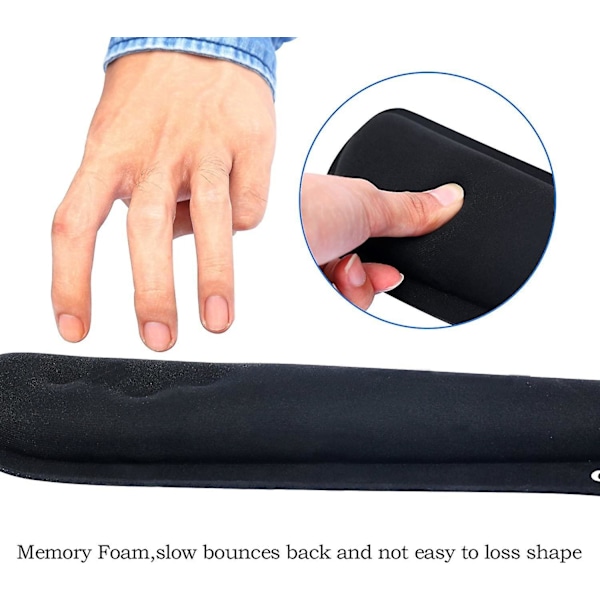 Ergonomisk håndledsstøtte Memory Foam håndledsstøtte til tastatur og mus håndledsstøttesæt sort