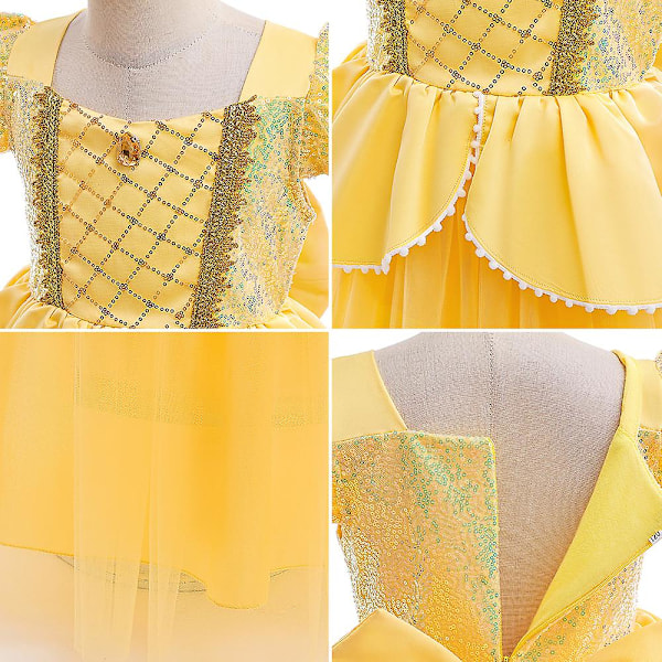 Skjønnheten og Udyret Cosplay Kostyme Halloween Belle Prinsesse Maskerade Karneval Tyllkjole For Jenter 3-9 År 3-4Years