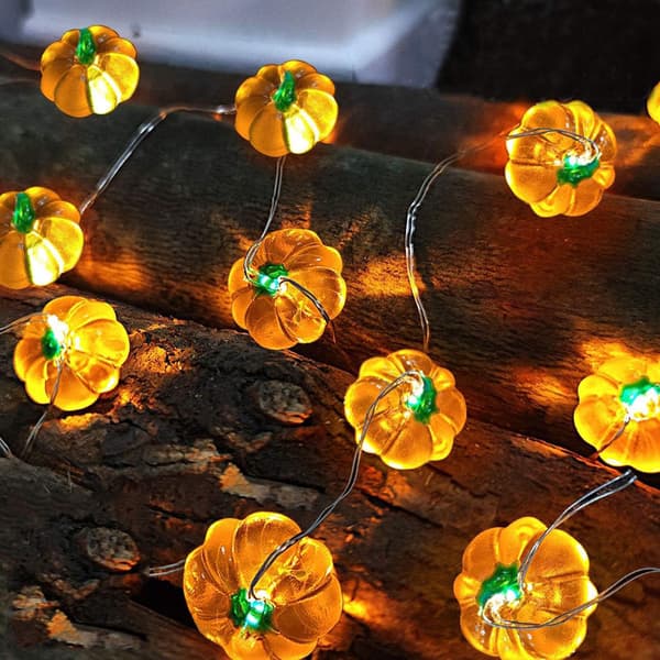 Halloween Decorations 3D Pumpkin String Lights Battery Operated with Remote Control, 3m Autumn Orange String Lights for Halloween Decorations