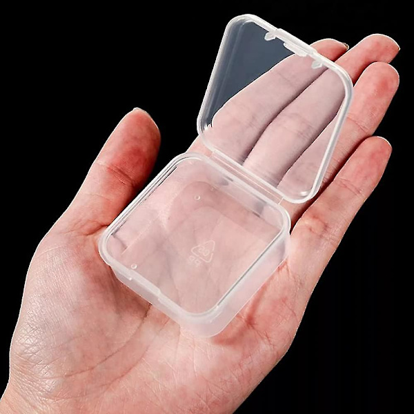 Transparent plast fyrkantig förvaringslåda med lock (6,4 x 6,4 cm) 15 stycken