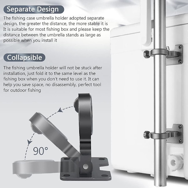 2 Aluminium Fiskeparaplyholder Braketter for Utendørsbruk