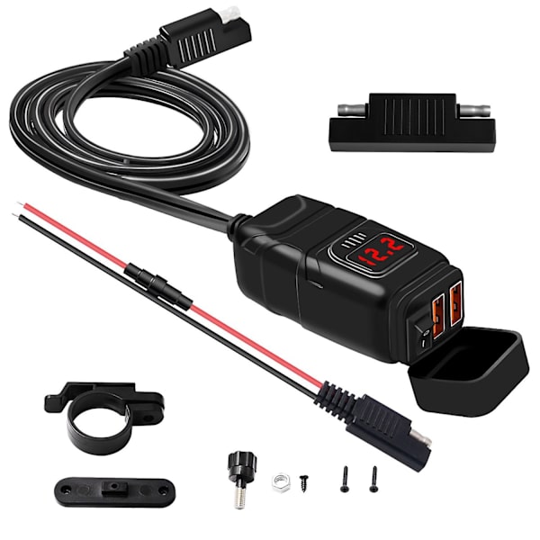 Dobbelt USB 12V Vandtæt Motorcykel Styr Lader Hurtig Lader 3.0 Med Voltmeter USB Motorcykel