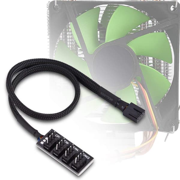4-polet PWM-strømkabel, sort 4-vejs PWM-splitterhub til computer CPU/kabinetventilator, strømkabeladapter