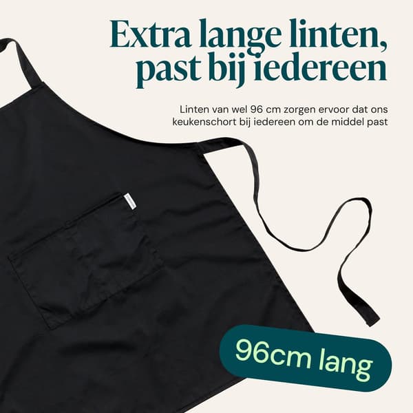 Vatten- och fläckavvisande kockförkläde med justerbart spänne och extra stora fickor, unisex köksförkläde för matlagning, grillning och restaurang, svart
