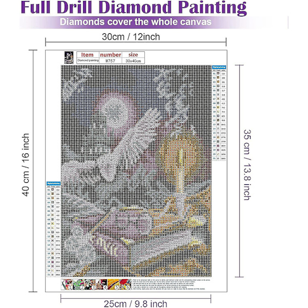 Diy Diamantmålning 5d Full Diamantmålning Komplett Kit Full Round Drill Diamantmålning Diamantbroderi Komplett Kit Väggdekor 30x40cm Svart