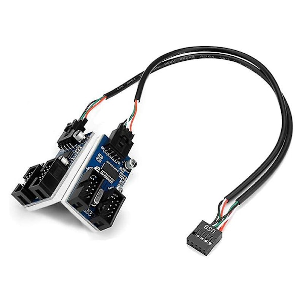 Emolevy Usb 2.0 9-pin Header 1 - 4 Laajennus Hub Splitter Adapteri Muunnin 30cm 9-pin Sisäinen