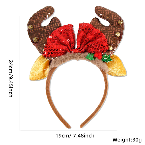 Julhuvudband 3-pack Julgran Rensa Huvudbonader Gevir Mickey Elf Huvudhatt Toppar Flexibla Röd Grön Semester Hårband