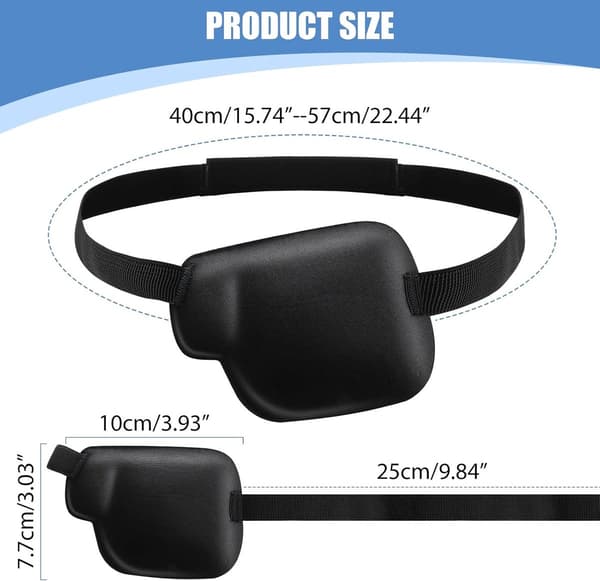 2-pack justerbara 3D-ögonlappar, mjuk polyester och EVA, vänster- och högerögonskydd för vuxna och barn, efter operation, svart