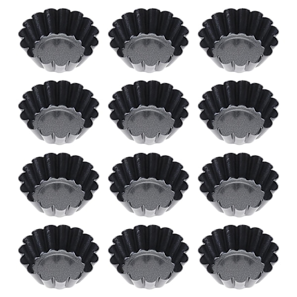 12 st Non-stick kolstål Mini Tart Pans Blomform Återanvändbar Cupcake Muffin Bakform