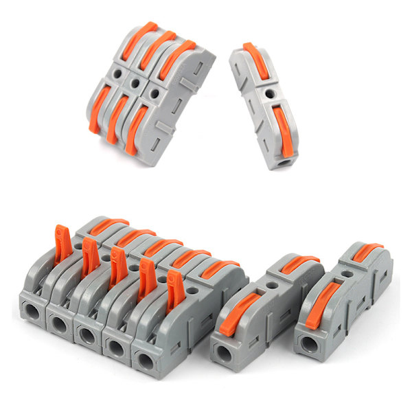 55 stk. grå orange greb ledningsforbindelser, 1 til 1 inline elektrisk til hurtig forbindelse, samlemuffer til ledninger 28-12 AWG