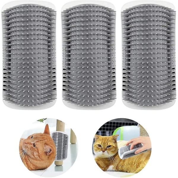 3 Pcs Cat Brush, Cat Grooming Brush Wall-mounted Angle Massage Comb With Catnip Catnip For Cat Self Hair Removal For Long And Short Fur Cat Dogs