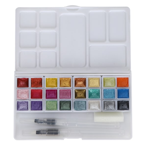 Sæt Hjem Udendørs Lys Farve Perlemorsfarve Vandfarve Pigment med Æske 24 Farver Perlemorsfarve
