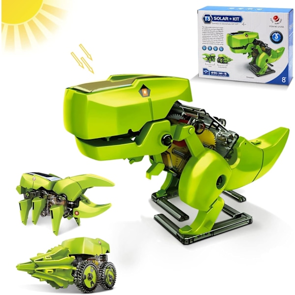 Hot Bee Dinosaur Legetøj til Drenge og Piger, 3-i-1 Solar Robot Legetøj, STEM Legetøj, 8 9 10 Årige Drenge og Piger, Byggesæt