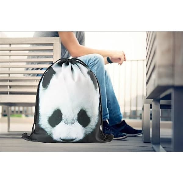 Drawstring Bags Waterproof Drawstring Adjustable Lightweight Gym School Drawstring Backpack for Sports (Panda)