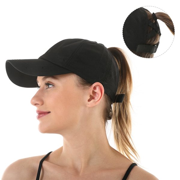 Womens Criss Cross Ponytail Baseball Cap Justerbar Hög Messy Bun Snabbtorkande Mössor för Utomhussporter Resor