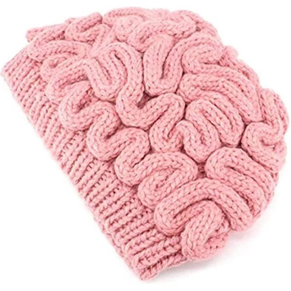 Unisex Håndlaget Strikket Hjerne Beanie Caps Kreativ Nyhet Halloween Hatt Rosa Personlighet Voksne Skummel Hjerne Skullies Aoba