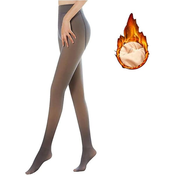 Vintervarme fleeceforede bløde bukser til kvinder, højtaljede tights, sort, sort Black 90g