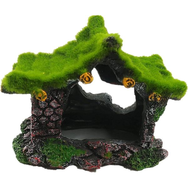 Akvarium Harpikshus, Akvarium Ornamenter, Flocking Moss Skjulested Harpiks Skulptur