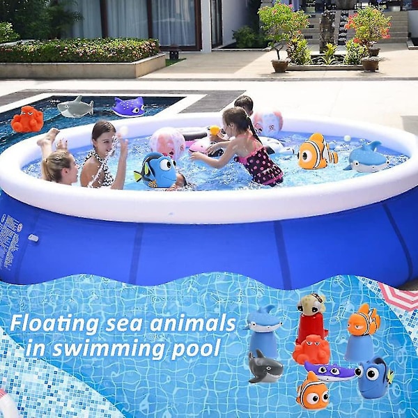 8 st Finding Dory Nemo badleksaker, flytande havsdjur (haj bläckfisk clownfisk sköldpadda djävulsfisk) badkar vattenspruta badleksak för baby barn