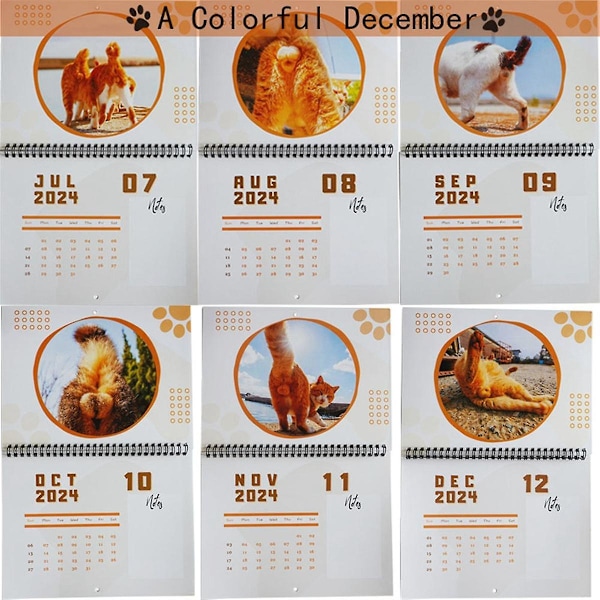 2 st 2024 Kalender Väggkalender 2024, Jan. 2024 - Dec. 2024, 2024 Kalender Katter Buttholes Kalender