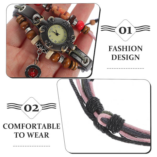 1 stk. Retro Unisex Ur Bånd Ure Læder Quartz Ur Stilfulde Ur Bånd