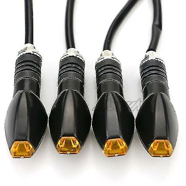 4 stk/sett Universal Motorsykkel Led Blinklys Lang Kort Signal Blinklys Gult Tilbehør