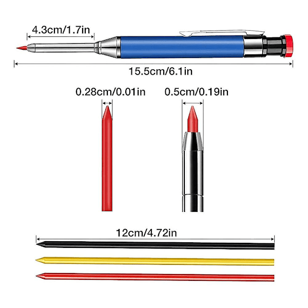 Tømrerblyanter Dybt Hul Marker Tømrerblyanter Blyant Værksted Mekanisk Blyant Markør F