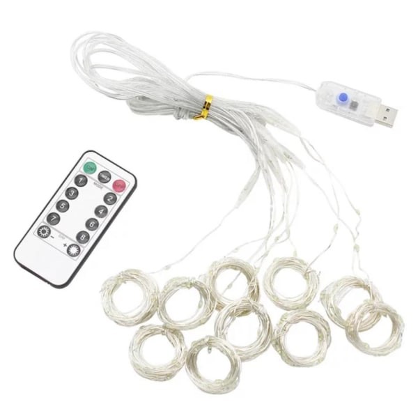USB-driven LED-gardin - varmvit transparent