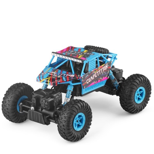 1: 18 dubbel servofjärrkontroll elektrisk fyrhjulsdrift terrängklättrande fordon leksaksbil med LED-ljus BLÅTT Blue