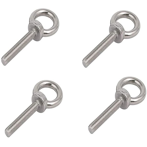 4 Pieces M10 304 Stainless Steel Eye Bolts, Male Thread Lifting Ring Eye Bolt