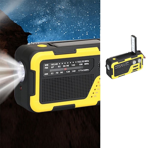 Usb håndsveiv nødradio solcelledrevet radio leselys 4000mah 3,5 mm hodetelefonkontakt for