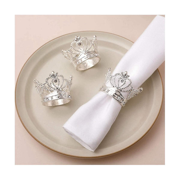 12 stk. serviettringer med krone-rhinestone, utsøkt serviettringholdersett for påske, fest, bryllupsmiddag