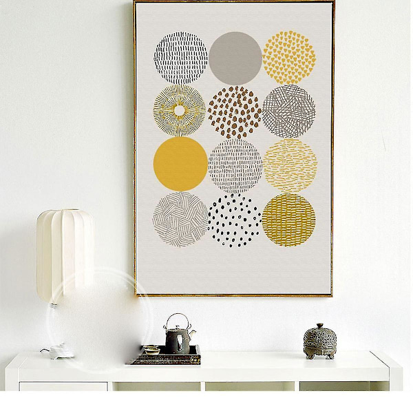 Blad och geometri väggkonst canvas tryck affisch, enkel abstrakt konst ritning dekor för hem vardagsrum sovrum kontor och barnrum (set om 3