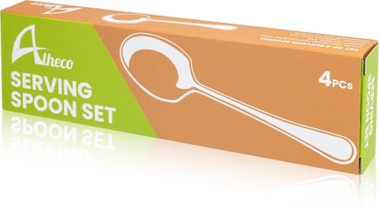Alheco Serveringsskedar set om 4, rostfritt stål serveringsskedar för grönsaker och potatis, 22 cm silverbestick för matbordet, diskmaskinssäkra, presentförpackning