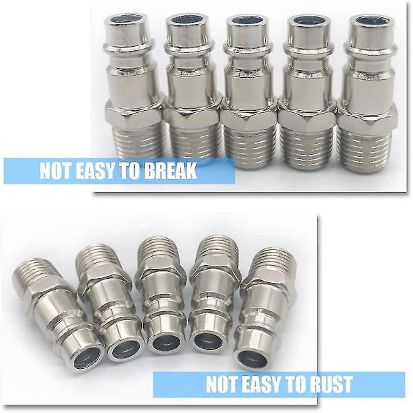 5 stk. Han-gevind Hurtigkoblinger Luftledningskoblinger 1/4\" Bsp Slangefittings Til Luftledning