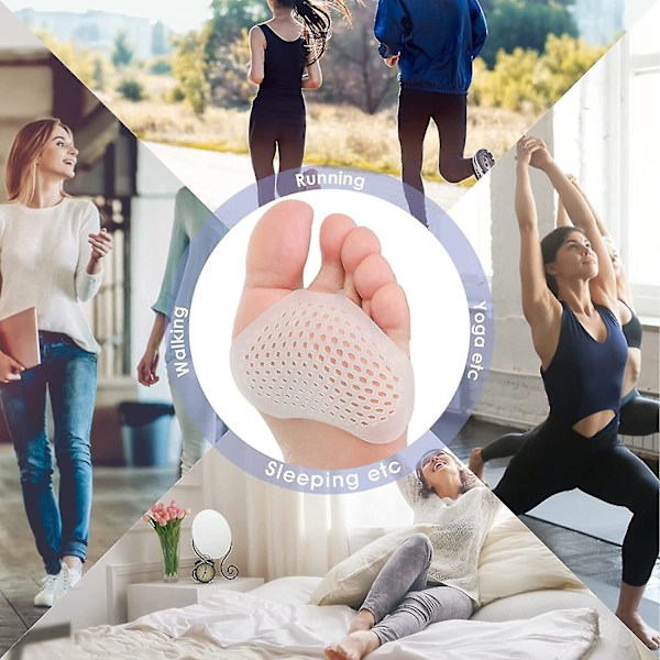 Fotkuddar Kuddar Elastisk Silika Gel Botten Klackar Fötter Skydd Inlägg Callus Metatarsal Smärtlindring Hallux Framfot Dämpning(4par, Vit