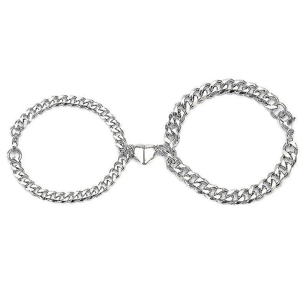 2 st Magnetälskare Armband för Par Silver Hjärta Charm Hänge Armband