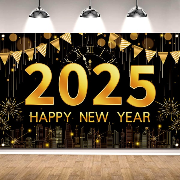 Godt Nyttår Bakgrunn 2025 Nyttårs Bakgrunn Svart og Gull Godt Nyttår Fotobakgrunn Nyttårsaften Bakgrunn