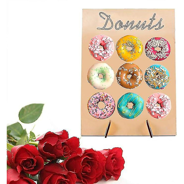 Træ Donut Stativ Display Doughnut Holder Donuts Rack Væg  Rack Holder Holdbar Donut Holder Til Bryllup 30*40cm