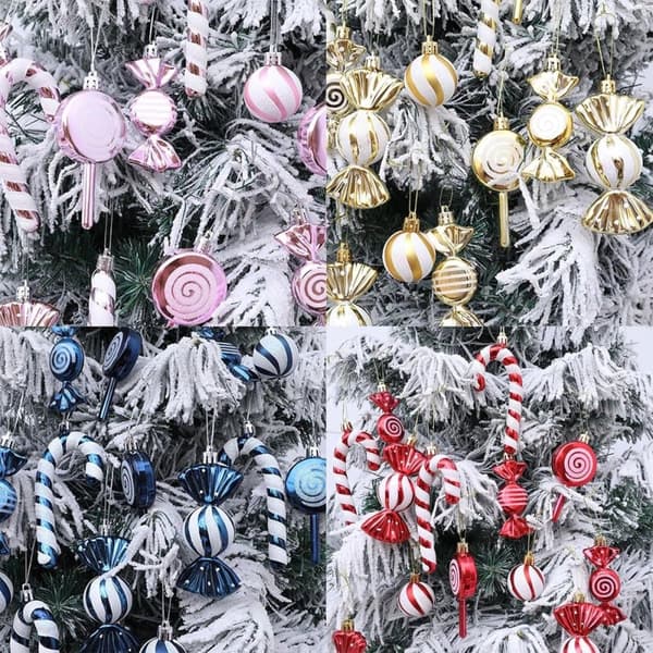 Julepynt 18-delt sett - Godtekuler i blått, festlige dekorasjoner