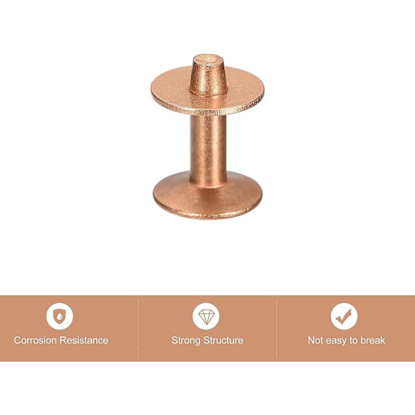 10 set koppar nitar och grader, 10x3,3x14mm massiva läder koppar nitfäste för läder DIY hantverkstillbehör, koppar ton