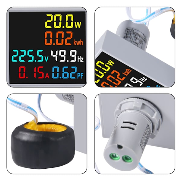 AC Display Meter AC50-300V 100A Spændingseffekt Frekvens Elektrisk Energimonitor Amperemeter Voltmeter Multimeter Tester