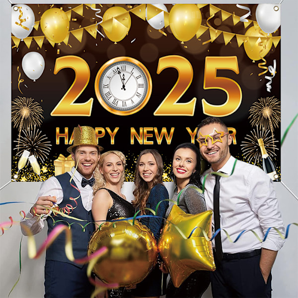 Svart Guld Gott Nytt År 2025 Bakgrund Nyårsafton Svart Guld Fotografi Bakgrund Gott Nytt År