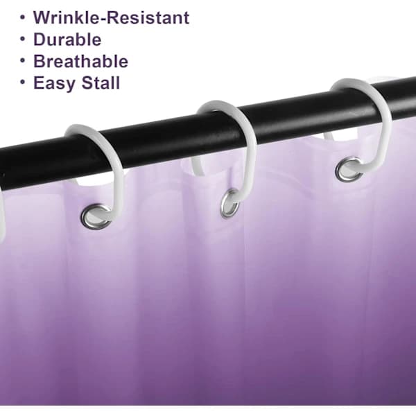 Dusjforhengsett Vanntett Muggresistent Vaffelvev Polyester med Kroker for Bad Lilla Ombre 180x180 cm